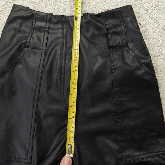 PrettyLittleThing Faux Leather Pants Women's 4 US Black High Waist Straight Leg - Picture 8 of 10